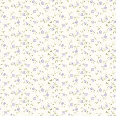 Miniatures 3 Collection Modern Rose Trail Wallpaper Roll — Lilac,Green,White