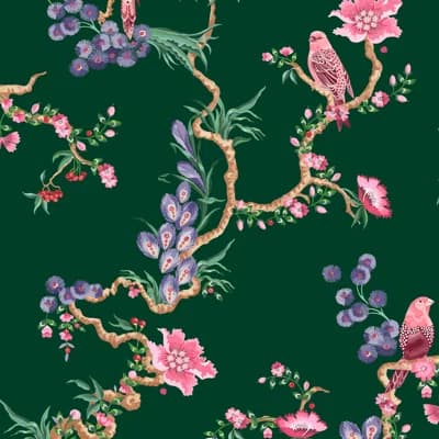 Cath Kidston Birds & Berries Navy Wallpaper — Emerald