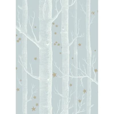 Woods & Stars Floral Non-Pasted Wallpaper Roll — Powder Blue