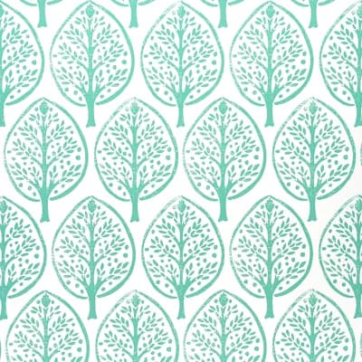 Schumacher x Molly Mahon Tree Wallpaper — Aqua