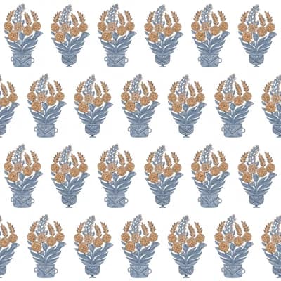 Lorenzo Castillo Volume V Floral Wallpaper Roll — Azul,Teja