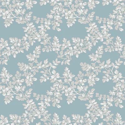 Laura Ashley Burnham Pale Seaspray Wallpaper — White,Blue,Gray