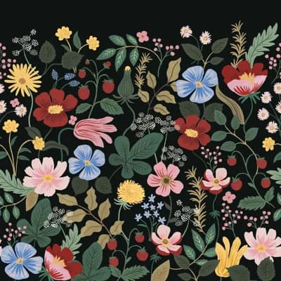 Strawberry Fields 10' L x 108" W Peel and Stick Wallpaper — Black