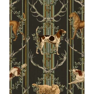 Tyrol Apres-Ski Non-Pasted Satin and Matte Wallpaper Roll — Black,Brown,Burnt Orange,Taupe