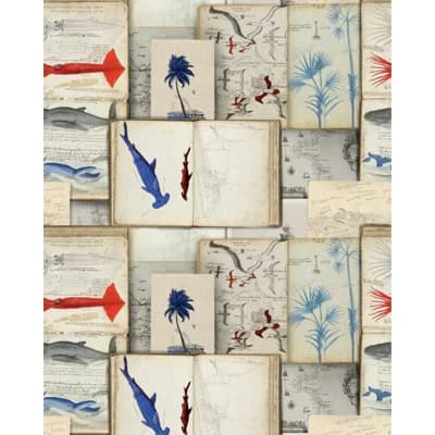 Sundance Villa Non-Pasted Matte Wallpaper Roll — Taupe,Indigo,Red,Black