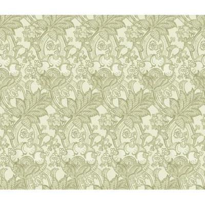 Yuki Osada Floral Non-Pasted Satin Wallpaper Double Roll — Celery