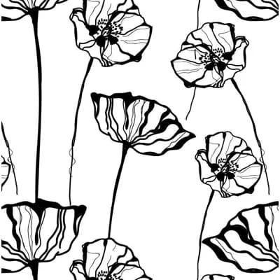 Floral Vinyl Non-Pasted Matte Wallpaper Roll by Jamie Graney — Black,White