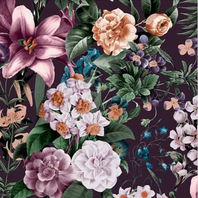 Floral Non-Pasted Matte Wallpaper Double Roll — Purple