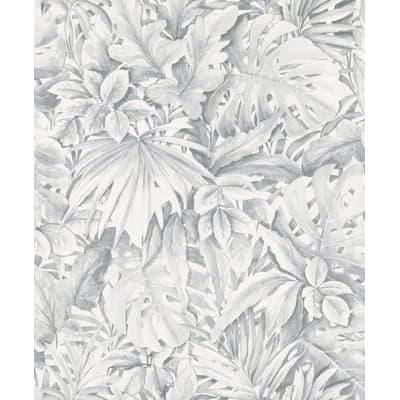 Eden Jungle Leaves 33' L X 21" W Wallpaper Roll — Gray