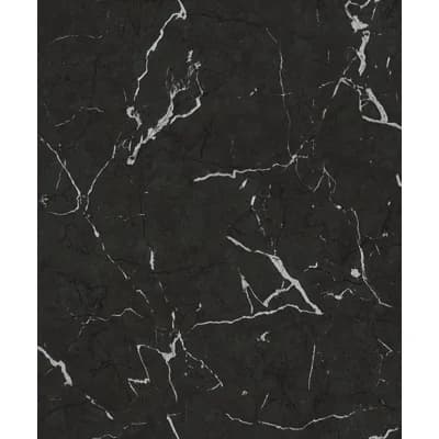 Bricks and More Collection Luxurious Metallic Marble Wallpaper Roll — Black,Silver