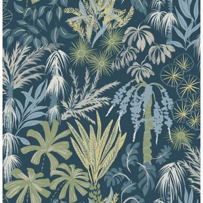 Star Flower Floral Trail Wallpaper — Green
