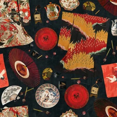 Impermanence Non-Pasted Matte Wallpaper Roll — Red,Yellow,Black