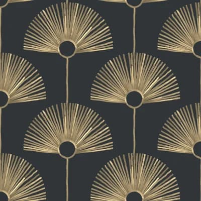 Deco Fan 10' L x 24" W Wallpaper Roll — Calligraphy Black