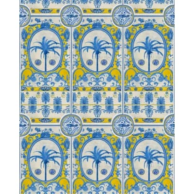 Sundance Villa Non-Pasted Matte Wallpaper Roll — Blue,Yellow,Taupe