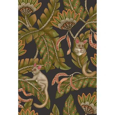 Ardmore-Jabula Bush Baby 33' L x 20.5" W Wallpaper Roll — Spring Green,Black