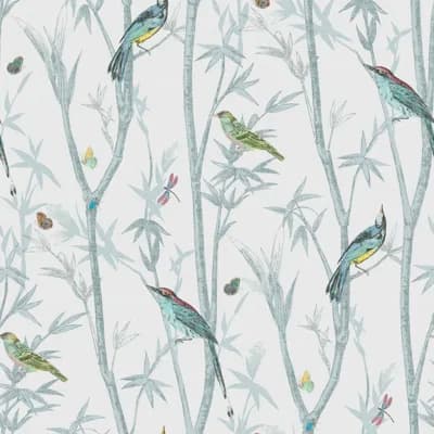 Floral Non-Pasted Matte Wallpaper Double Roll — Duck Egg