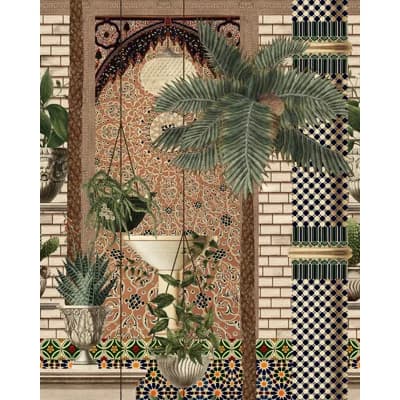Tales of Maghreb Non-Pasted Matte Wallpaper Roll — Brown,Green,Orange,Taupe