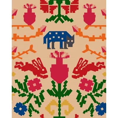 WOLFSBERG Taupe Wallpaper — Taupe,Pink,Green,Blue,Orange,Ochre