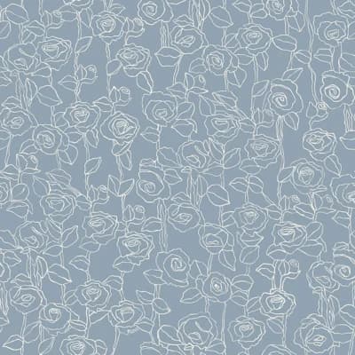 Everett Floral Non-Pasted Satin Wallpaper Roll — Blue