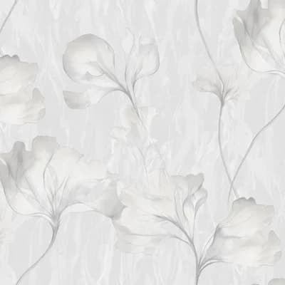 Very Collection Floral Branch Double Width 42-inches Wide Wallpaper Roll — Grey