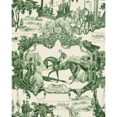 The Derby Non-Pasted Satin and Matte Wall Mural — Green,Taupe
