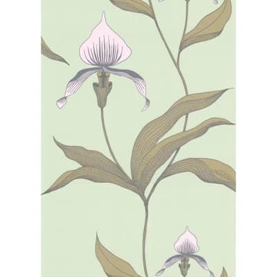 Floral Non-Pasted Matte Wallpaper Roll — Light Green,Olive Green,Purple