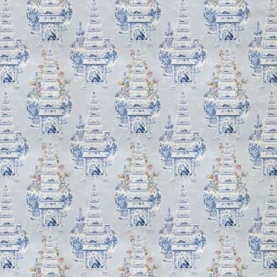 Royal Delft Floral Non-Pasted Metallic Wallpaper Roll — Blue,Gray