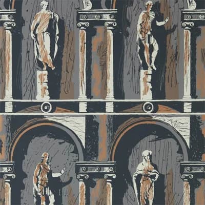 Montacute Wallpaper — City Gray,Bone Black