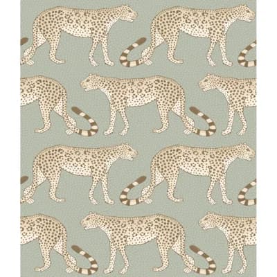 Leopard Walk Non-Pasted Wallpaper Roll — Olive,White