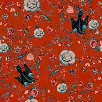Hippie Spirit Floral Non-Pasted Matte Wallpaper Roll — Red,Blue,Black