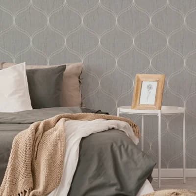 Geometric Vinyl Non-Pasted Metallic Wallpaper Double Roll — Silver