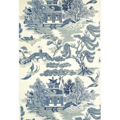 Willow Lake 24' L x 27" W Wallpaper Roll — Blue,Cream