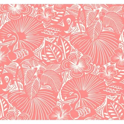 Idalia Navy Floral Flamingo Wallpaper — Yellow