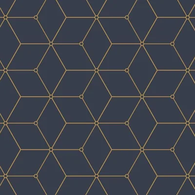 Geo Hex Geometric Fabric Peel & Stick Matte Wallpaper Roll by Jamie Graney — Navy,Gold
