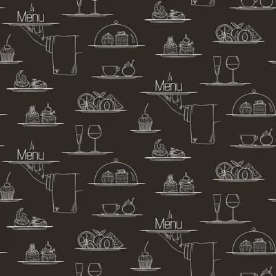Just Kitchens Chalkboard Menu Design 33' L x 21" W Wallpaper Roll — Black,White