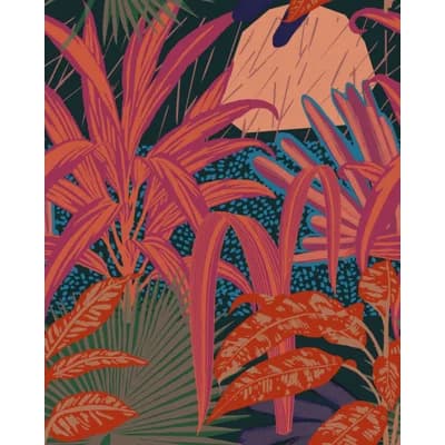 Cubana Floral Non-Pasted Matte Wallpaper Roll — Red,Green,Blue