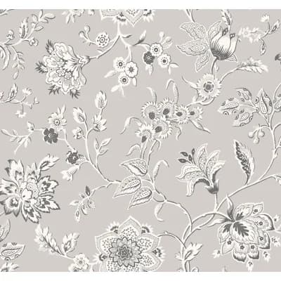Sutton Floral Non-Pasted Wallpaper Roll — Gray