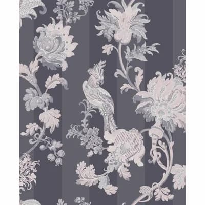 Zerzura Floral Non-Pasted Wallpaper Roll — Slate Gray,Blush Pink