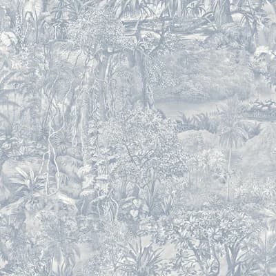 Akikazu 16.5' L x 20.5" W Peel and Stick Wallpaper Roll — Cornflower Blue Toile