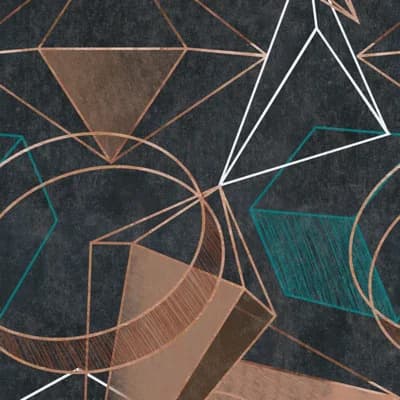 The Art of Abstract Geometric Non-Pasted Matte Wallpaper Roll — Black,Copper,Turquoise