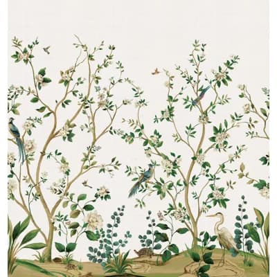 Floral Grass Cloth Non-Pasted Matte Wall Mural — Silver