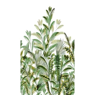 Orom II Collection Green Branched Leaves 62.5-inches wide x 9.18-feet high 3-panel Wall Mural — Green