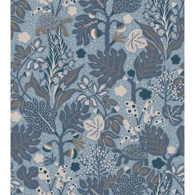 Boråstapeter Turgräs Wallpaper — Dark Blue,Beige