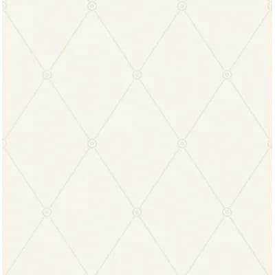 Large Georgian Rope Trellis Non-Pasted Wallpaper Roll — Ivory