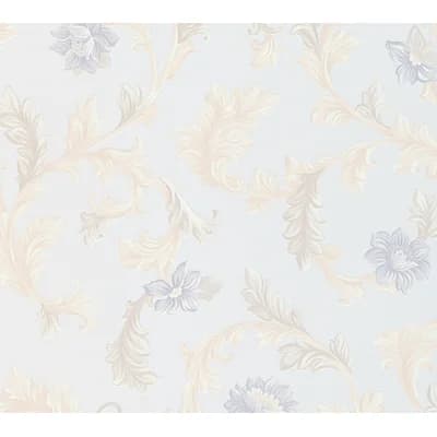 Neapolis 3 Trailing Floral Design 33' L x 21" W Wallpaper Roll — Blue,Cream
