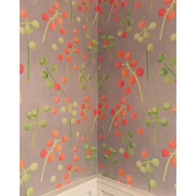 Floral Non-Pasted Matte Wallpaper Roll by Jessica Hollander — Orange,Gray,Green