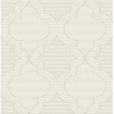 Ernest Charcoal Quilted Quatrefoil Wallpaper — Turquoise