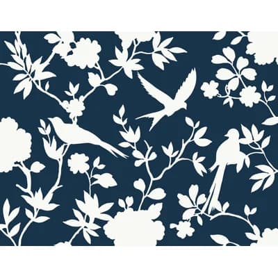 Floral Non-Pasted Wallpaper Roll — Blue