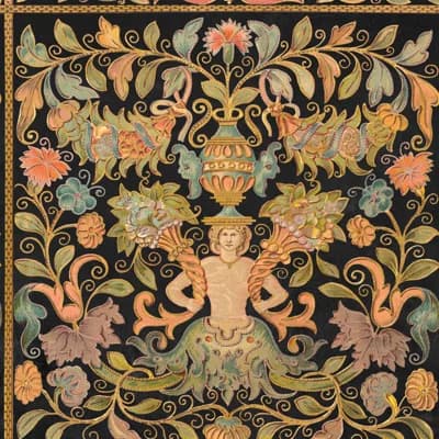 Renascimento Floral Non-Pasted Matte Wallpaper Roll — Green,Black,Gold