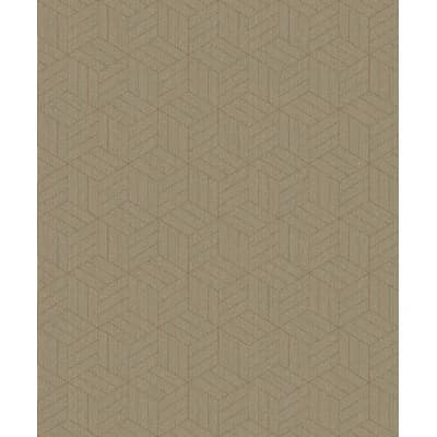 Geometric Non-Pasted Metallic Wallpaper Roll — Brown